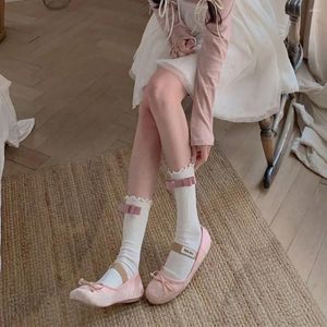 Femmes chaussettes de bonbons couleurs mode fine anti-abrasion voltigerie rayons de style balletcore empilé le veau de linge pour femmes