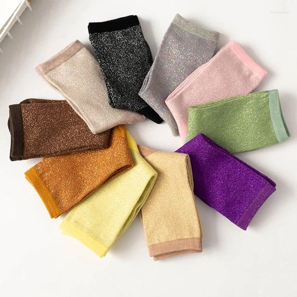 Chaussettes couleur bonbon pour femmes, simples, pur coton, à la mode, arc-en-ciel, respirantes, rétro, taille moyenne