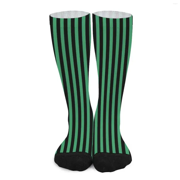 Calcetines de mujer medias a rayas color verde y negro diseño de línea Kawaii invierno antideslizante mujer ciclismo calidad