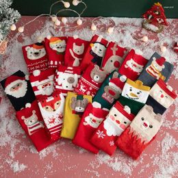 Chaussettes pour femmes, animaux de dessin animé, père noël, neige, élan, bonhomme de neige, arbre de noël, amusant, mignon, fournitures pour l'année de la famille des enfants