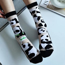 Chaussettes pour femmes dessin animé panda maille mignonne légère unisexe unisexe mi-coulfer fibre cristal AB