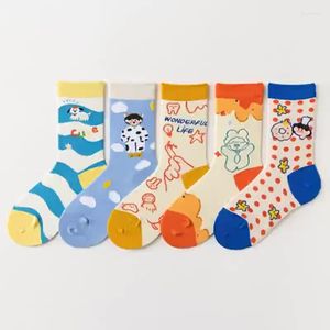 Vrouwen Sokken Cartoon Print Japanse Creatieve Zuid-koreaanse Polka Dot Dames Mid-buis Herfst Meisjes Leuke Mode Ins Trendy