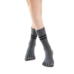 Vrouwen sokken casual niet-slip siliconen puntstrepen lopen katoen vijf teen vrouwelijke kousen middelste buis vijfvinger split