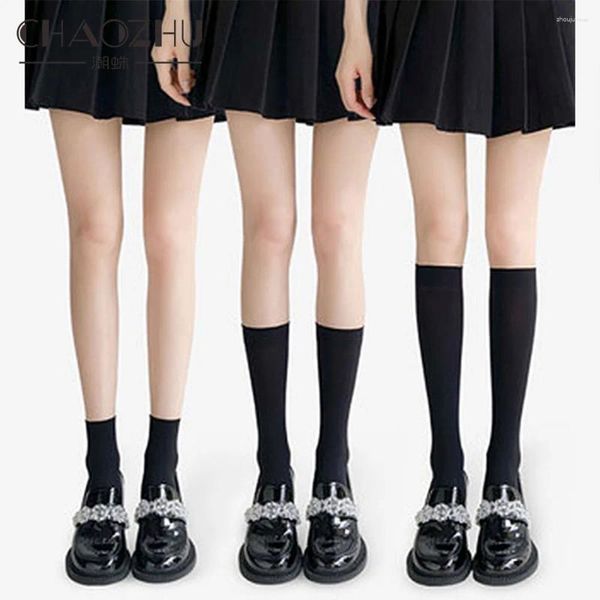 Chaussettes de femmes chaozhu 50d nylon mince noir blanc d'été printemps cristal jk cosplay school lycéen japonais