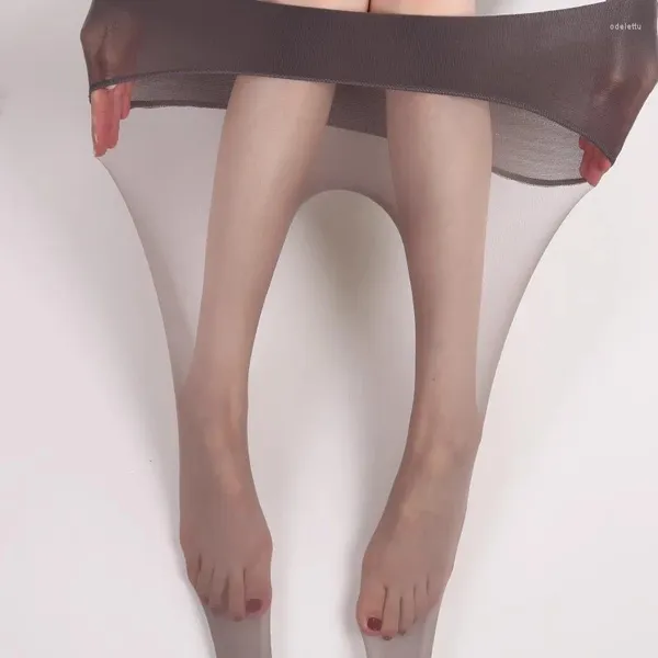 Chaussettes charmantes taille haute pour femmes, collants transparents à entrejambe profond, Lingerie transparente pour bas Ultra-fins sans couture