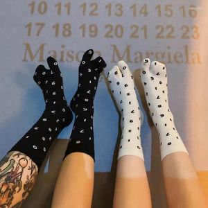 Femmes chaussettes Chic japonais Jacquard orteil fendu mode numérique coton peigné deux coréen Harajuku doigt Tabi