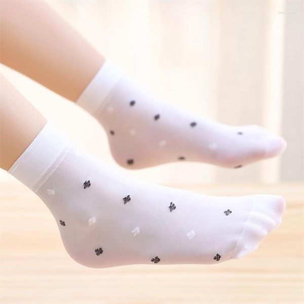 Femmes Chaussettes Enfants Collants Net Serré Nylon Impression Bas Résille Maille Bonneterie Court Velours Droit Mince Cristal Soie 5 paires 10 pcs