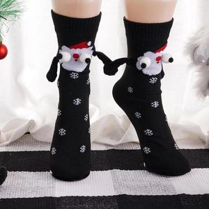 Calcetines de mujer regalo de Navidad tejido a mano absorbente magnético en línea rojo divertido personalidad pareja