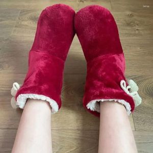Vrouwen sokken kerstdik thermische unisex winter warm huis zacht verdikte pluche slapende anti slip vloer slipper sokjaar geschenken