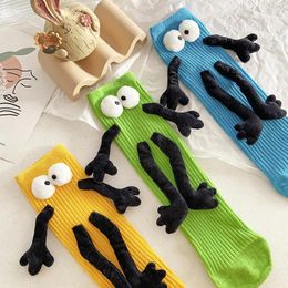 Chaussettes colorées pour femmes, yeux Dopamine, poupée de dessin animé, adulte, Parent-enfant, mignon bébé, mi-jambe, cadeau de noël