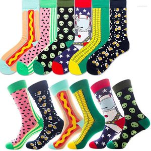 Femmes Chaussettes Coloré Femmes de Haute Qualité Coton Peigné Alimentaire Motif Long Tube Drôle Heureux Cadeaux Pour Hommes