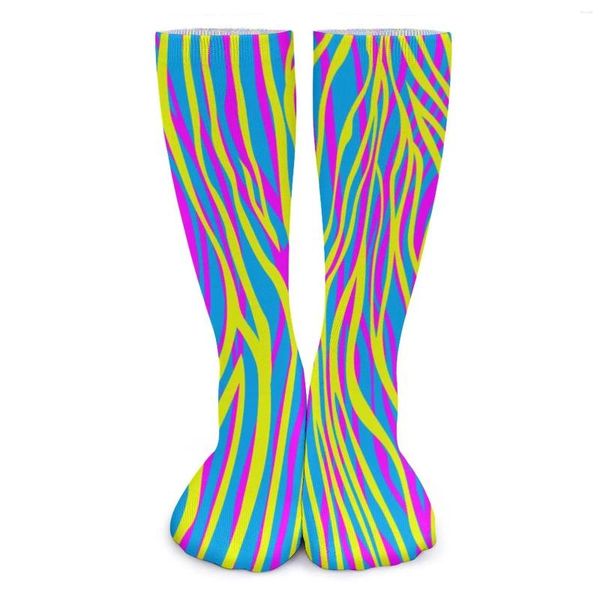 Femmes chaussettes colorées bandes zébrées bassages couple funky animal imprimé moyen doux drôle de dons graphiques non glissants extérieurs