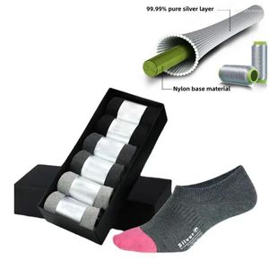 Chaussettes de chaussettes conductrices 25% pure argent infusé à la cheville pour chaussures 6 paires