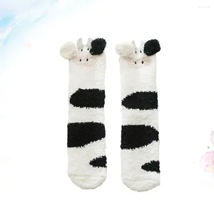 Chaussettes de femmes Coral Fleece Middle Tube hiver élégant Épaissoir les bas de mode japonaise