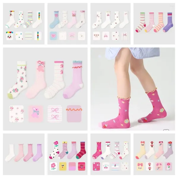 Calcetines de algodón para mujer, medias gruesas de dibujos animados para bebé, calcetines de tubo medio coloridos y bonitos para niñas, antideslizantes de estilo coreano