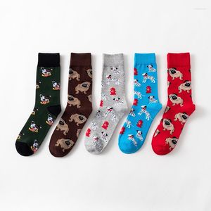 Chaussettes en coton pour femmes et hommes, drôle, mignon, fonction de dessin animé, chien, couleur lait, carré, amoureux des graphiques, Harajuku, bonneterie de Skateboard