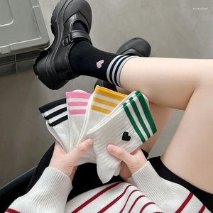 Dames sokken katoen lente winter love print mid-buis harajuku streetwear schattig Koreaans kort gestreepte sokmeisje cadeau