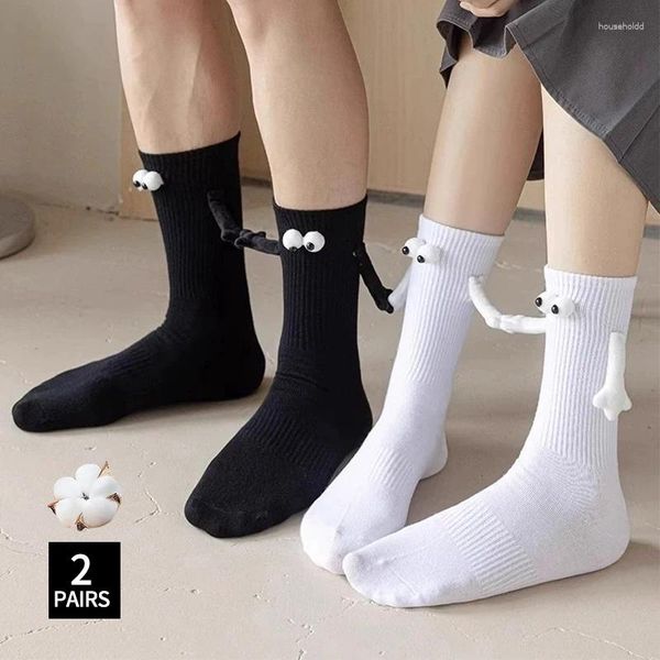 Chaussettes créatives à aspiration magnétique pour femmes, bout en coton 3d, main en Club, célébrité, Couple, Tube central avec aimant, 2024