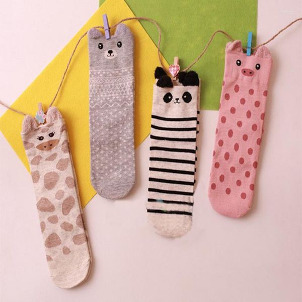 Femmes chaussettes mignon automne hiver chaussette bel Animal Panda ours cochon girafe dessin animé arrivée coton chaud