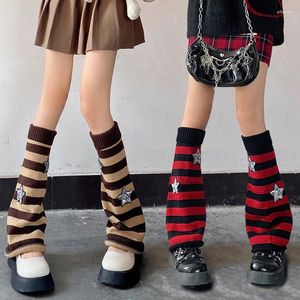 Chaussettes mignonnes à jambes larges rayées pour femmes, couvre-mollet, genouillères en tricot, évasées, à la mode, confortables, belle sous-culture