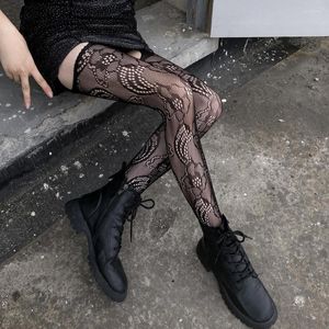 Kadın Çorap Koyu Siyah Külotlu Çorap Harajuku Tarzı Net Çorap kadın Tayt Seksi Uyluk Yüksek Çorap Açık Kasık Ile Jartiyer Damla