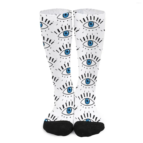 Mujeres calcetines Oscle azul oscuro diseño de ojo diseño ojo de ojos elegantes medias otoño anti sudor ciclismo personalizado de calidad personalizada