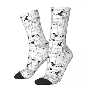 Femmes chaussettes de chien Cartoons motifs bassages féminins chiot drôle noir blanc chaud doux hiver courir anti-sueur cadeau graphique