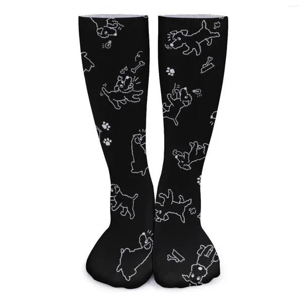 Chaussettes pour femmes, bas en os de chien, imprimé Animal, moyen, doux, tendance, cyclisme, motif antibactérien, cadeau