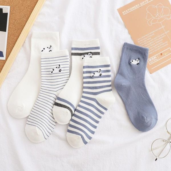 Femmes chaussettes Dreamlikelin printemps été femme mignon Panda broderie Style coréen rayé court mince pour fille