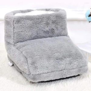 Chaussettes chauffantes électriques pour femmes, coussin chauffant, chargeur USB, pantoufles en peluche à Double pieds, douces et confortables pour le lit et le bureau