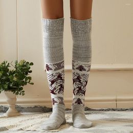 Chaussettes Femme Everkaki Automne Et Hiver Retro Jacquard Bas Tricotés Pile Chaude