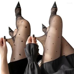 Chaussettes pour femmes étendus petits collants transparents à pois et taille noire de taille noire finition mate pour hauteur haut de hauteur 170-180 cm