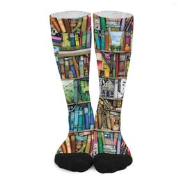 Calcetines fantásticos biblioteca fantástica libro colorido de libros impresos harajuku damas suaves personalizados para correr deportes anti-slip