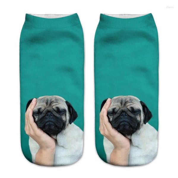 Femmes chaussettes mode impression 3D drôle mignon dessin animé coloré plusieurs chiens heureux unisexe chaussette courte créative basse cheville pour