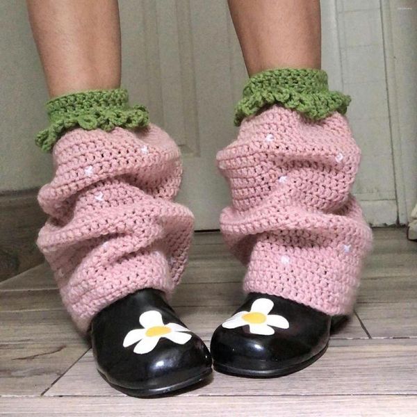 Calcetines de mujer Moda Otoño Invierno Crochet Boot Cuffs Color largo Contraste de punto Warm Foot Cover Arm Warmer