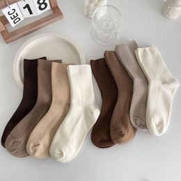 Femmes chaussettes mode coton couleur kaki équipage pour fille respirant décontracté coréen ensembles Calcetines Mujer