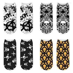 Femmes chaussettes mode mignon cheville dessin animé squelette crâne coton court heureux corée Harajuku Kawaii Socke