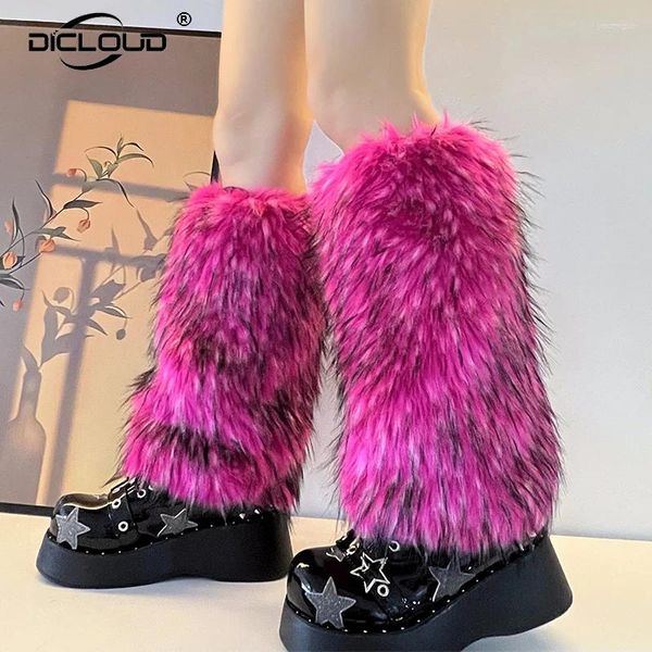 Chaussettes de femmes Fashion Fluffy fausse piste hivernale Hiver Couvre les bottes à fourrure chaude Chic Harajuku Y2k Girls