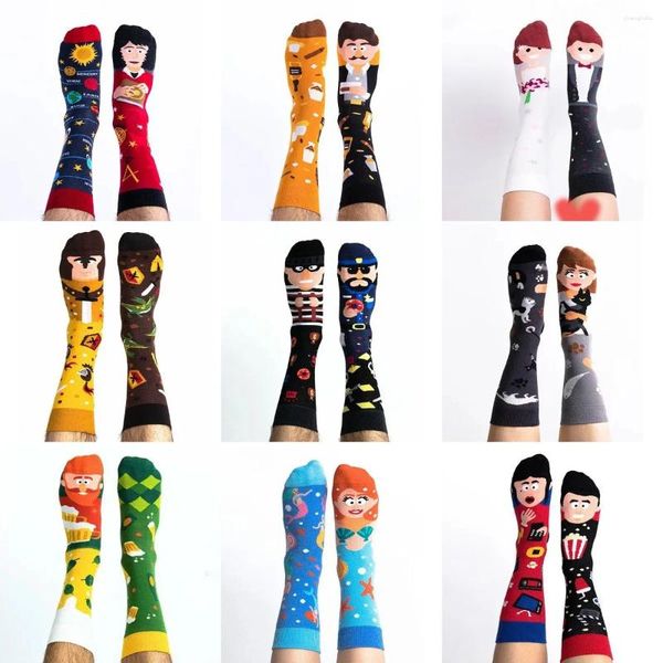 Femmes chaussettes mode drôle créatif unisexe hommes irrégulier AB tendance taille unique été automne dessin animé équipage en vrac en gros