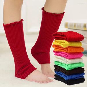Chaussettes pour femmes, genouillères à la mode, couleur vive, bottes longues tricotées en acrylique, élastiques et chaudes, automne-hiver
