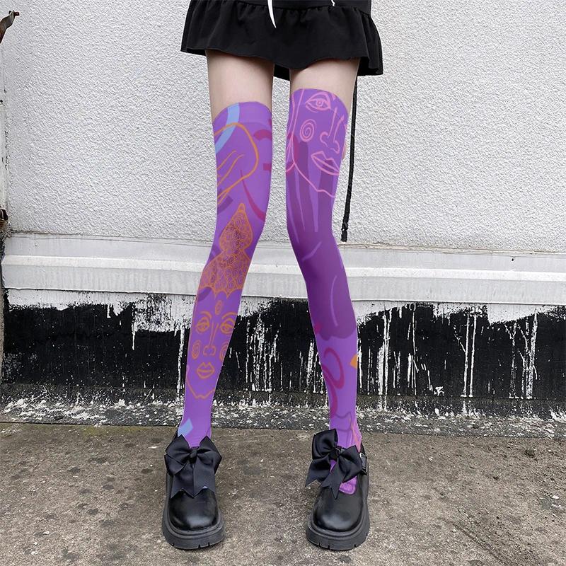 Calcetines de mujer, medias de moda para mujer, estampado 3D de oso, bonito Kawaii, Lolita, chica por encima de la rodilla, calidad Sexy de terciopelo Harajuku