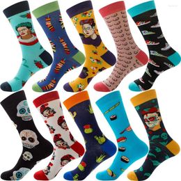 Calcetines de mujer moda calavera mexicana Vintage mujer estampado primavera otoño comida larga divertido tubo medio medias deportivas