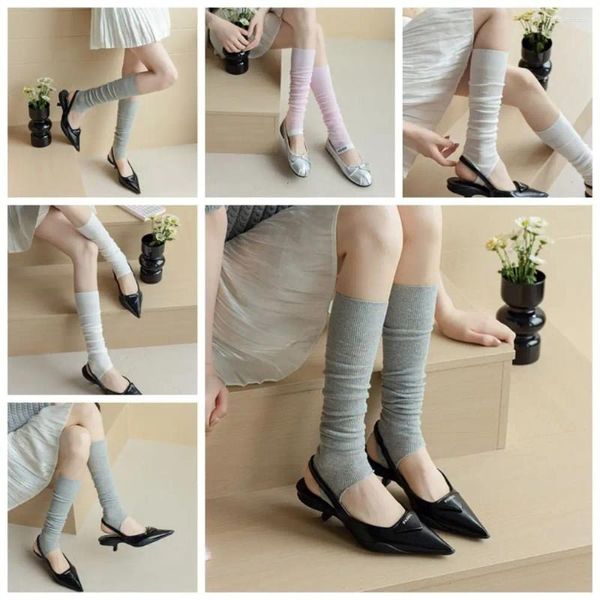 Chaussettes pour femmes, mode Simple, longues, hautes, élégantes, Style Ballet, bas JK, respirantes, rayures verticales empilables