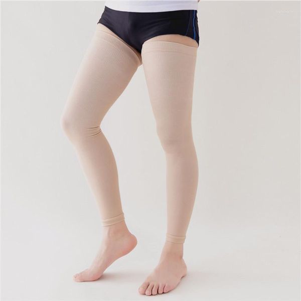 Calcetines de mujer moda primavera y otoño sobre la rodilla medias largas deportes de las mujeres de los hombres calcetines de presión de nailon con punta abierta