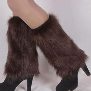 Calcetines de mujer Faux Fur Winter Warm Boot Covers Color sólido en Europa y América Leggings peludos largos