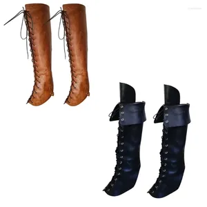 Calcetines de mujer de piel sintética, cubrebotas, polainas medievales, protectores de piernas de caballero, accesorios de disfraz para Halloween