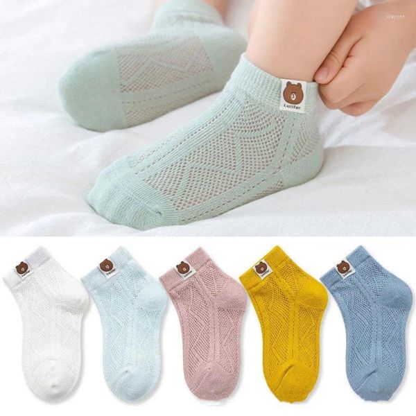 Cinq paires de chaussettes en maille à mi-tube pour femmes, vente en gros, Style fin, bateau pour bébés garçons, printemps et été pour enfants