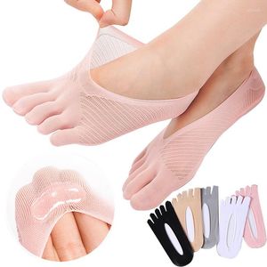 Chaussettes antidérapantes en dentelle à cinq orteils pour femmes, pantoufles courtes à la mode, pantoufles d'été à bouche peu profonde