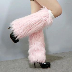 Jambières en fausse fourrure pour femmes, chaussettes moelleuses, Leggings d'automne et d'hiver, bas de bottes pour filles, couvre-bottes Punk Lolita, Harajuku, réchauffement des pieds