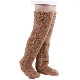 Vrouwen sokken pluizige been warmer winter warme kous dij hoge pluche dikke dekking over knie dikke warmers